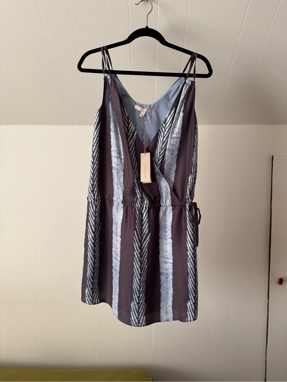NWT Banana Republic Heritage | Silk Dress in Slate Blue and Charcoal, Size XS